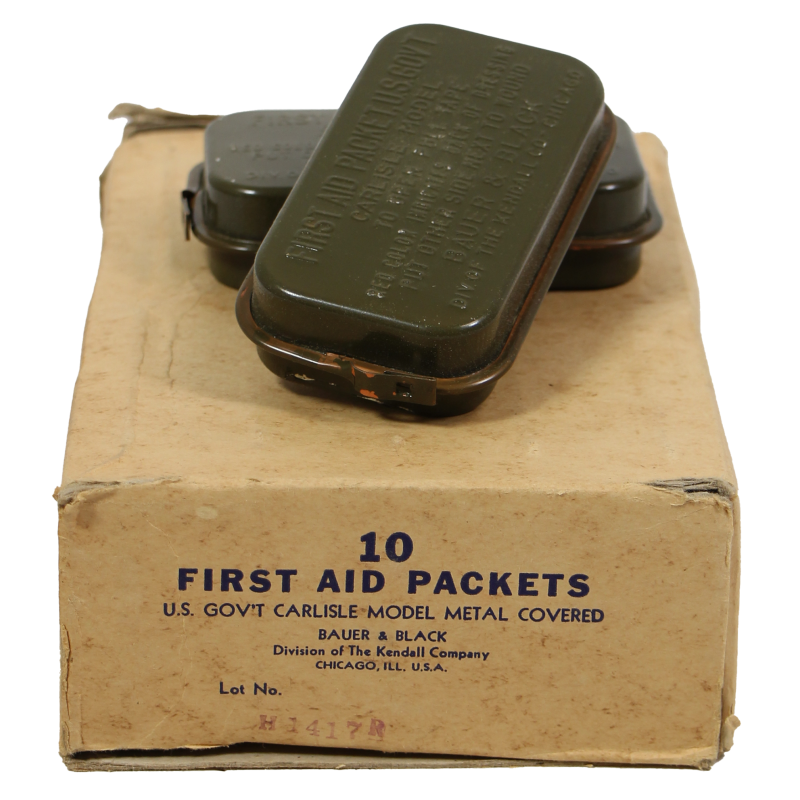 Pansement, First-Aid Packet, Carlisle, boîte métal, vert, 1943