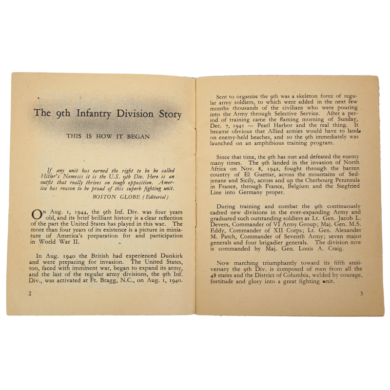 Livret historique, 9th Infantry Division, "Hitler's Nemesis"