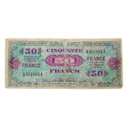Banknote, Invasion Money, 50 Francs, 1944, 2nd Issue