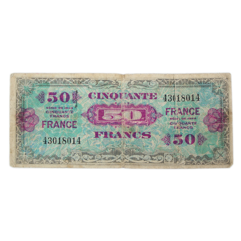 Billet d'invasion, 50 francs, 1944, 2e émission