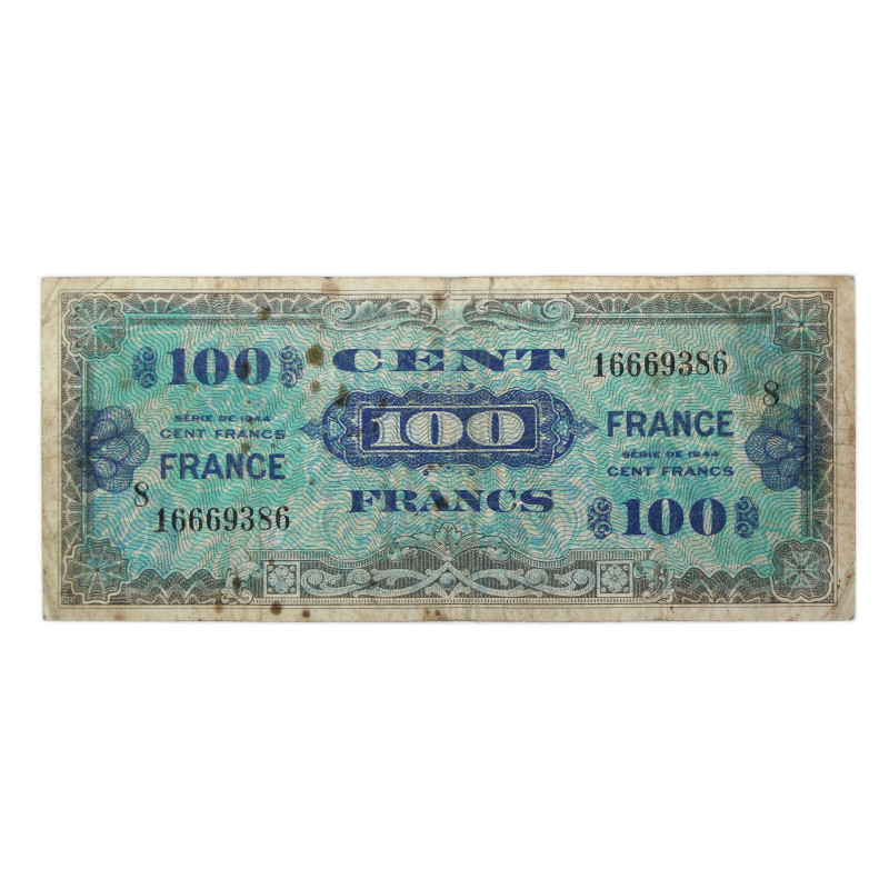 Billet d'invasion, 100 francs, 1944, 2e émission