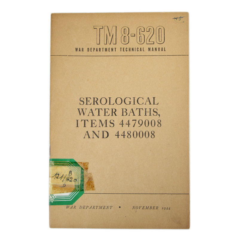 Manuel technique, TM 8-620, Serological Water Baths, 1944