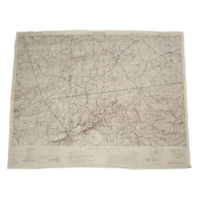 Map, British, GAVRAY, Normandy, 1943