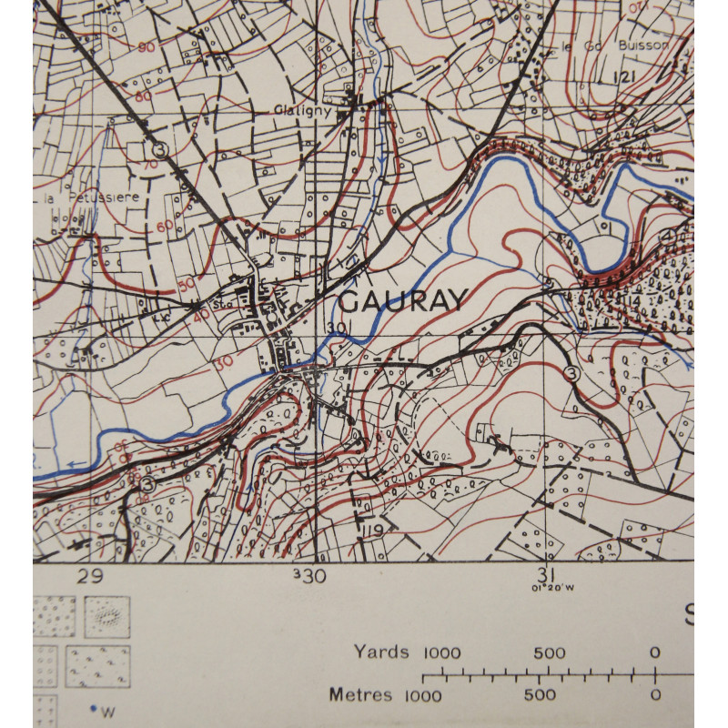 Carte britannique, GAVRAY, Normandie, 1943