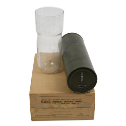 Flacon d'eau distillée pour plasma, dans son carton, Standard Armed Services Package
