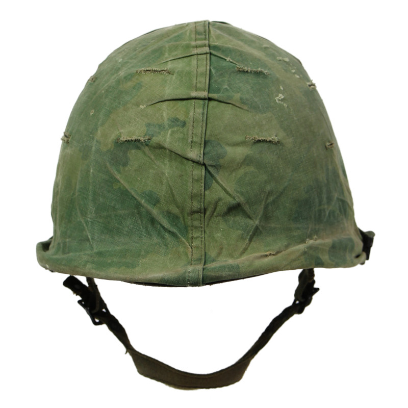 Casque M1, parachutiste, complet, avec couvre-casque Mitchell, 1963, Viêt-Nam, nominatif