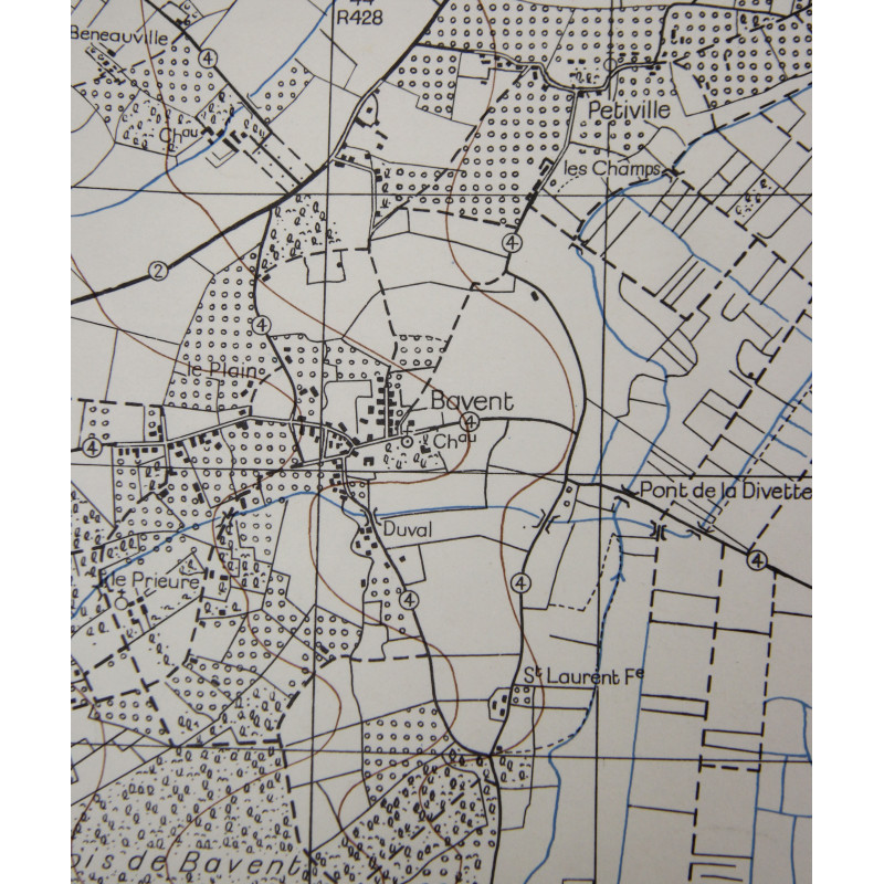Map, British, Normandy, DOZULÉ, Merville-Franceville, Bavent, 6th Airborne Division, 1943