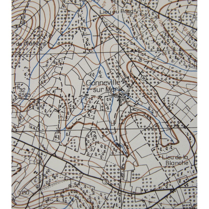 Carte britannique, DOZULÉ, Merville-Franceville, Bavent, 6th Airborne Division, 1943