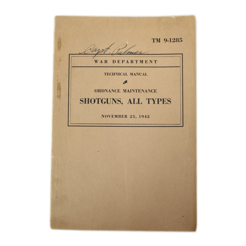 Manuel technique, TM 9-1285, Shotguns, All Types, 1942