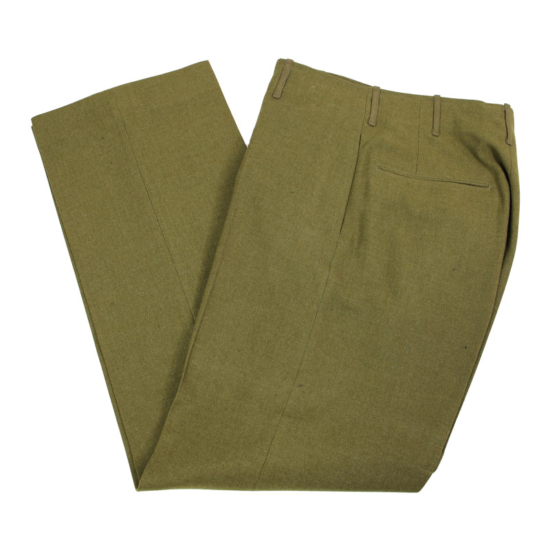 Trousers, Field, Wool Serge, OD, Special, 30 x 33, 1943, T/5 John Zofcin, Battery C, 405th AAA Gun Bn., ETO