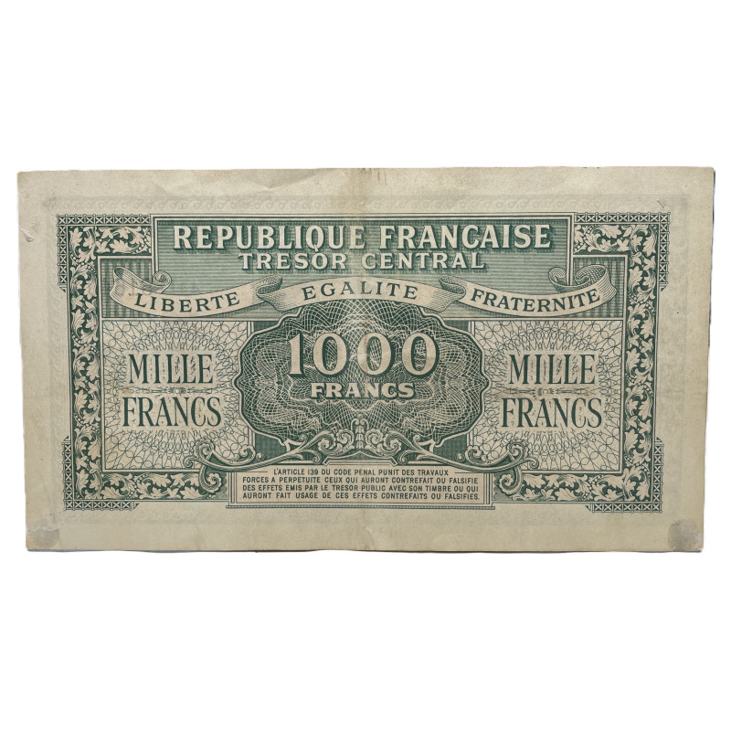 Banknote 1000 Francs, Marianne, 1945