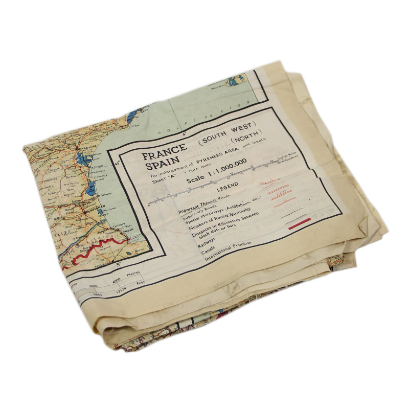 Map, Escape, Silk, A/B, France, 1943, RAF & USAAF