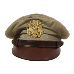 Cap, Service, Tropical Worsted, Khaki, Officer's, US Army, Berkshire De Luxe, Size 7 ⅛