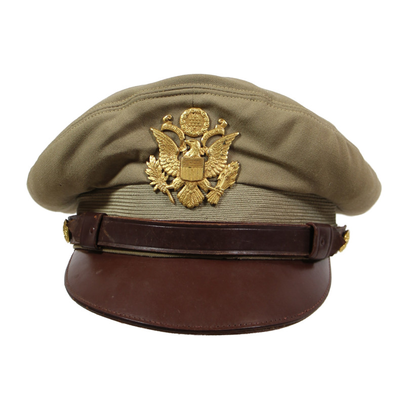Cap, Service, Tropical Worsted, Khaki, Officer's, US Army, Berkshire De Luxe, Size 7 ⅛