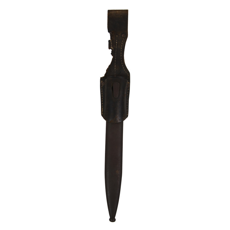 Baïonnette Mauser 98k, 1942, complète, avec fourreau au même numéro et porte-baïonnette en cuir