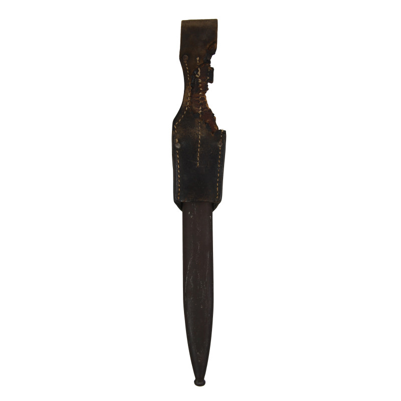 Baïonnette Mauser 98k, 1942, complète, avec fourreau au même numéro et porte-baïonnette en cuir