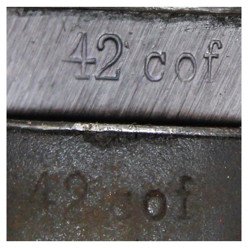 Baïonnette Mauser 98k, 1942, complète, avec fourreau au même numéro et porte-baïonnette en cuir