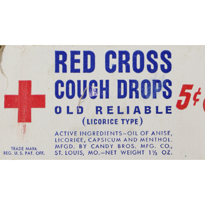 Boîte de pastilles RED CROSS COUGH DROPS, pleine