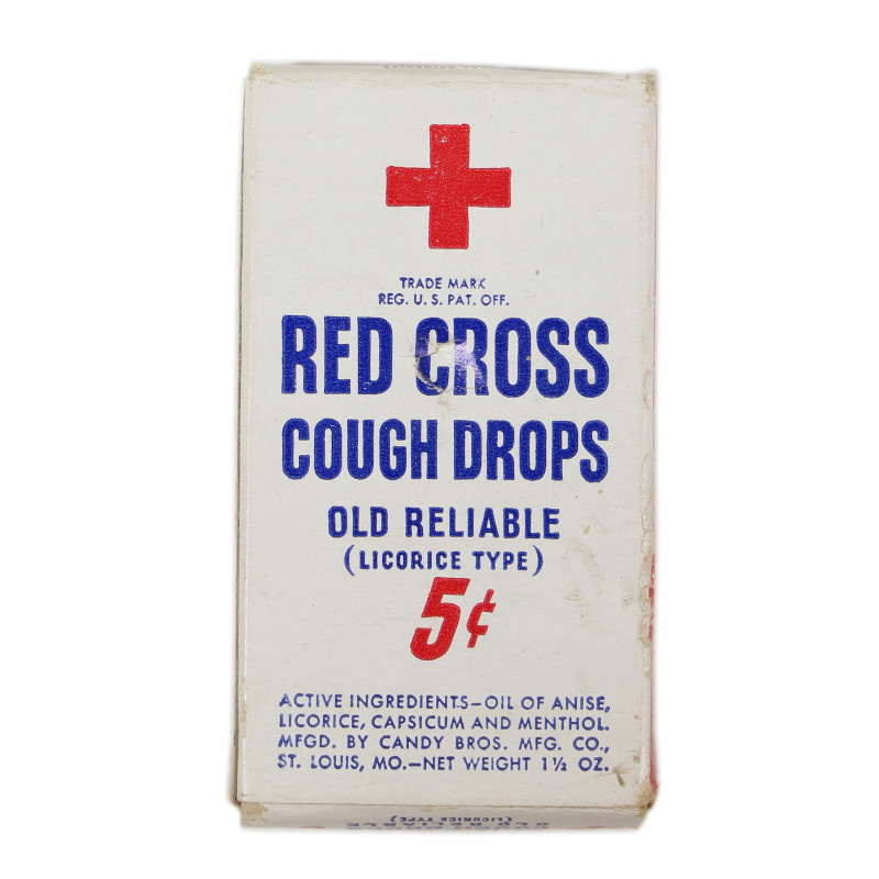 Boîte de pastilles RED CROSS COUGH DROPS, pleine