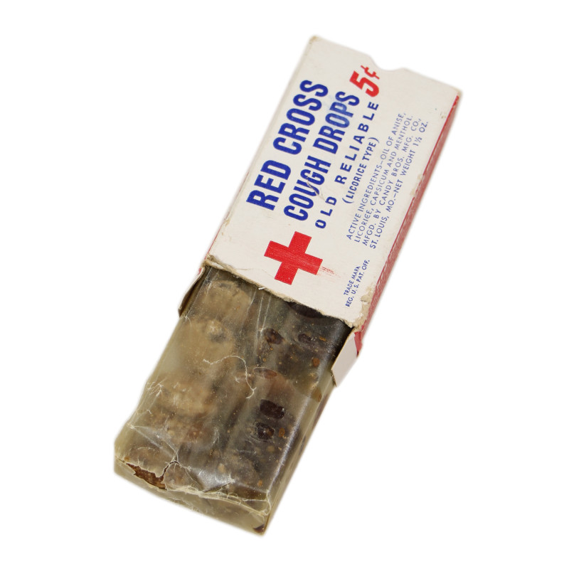 Boîte de pastilles RED CROSS COUGH DROPS, pleine