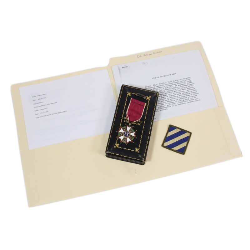 Medal, Legion of Merit, in Case, Legionnaire Degree, 1st Lt. Allan Swaim, 15th Inf. Regt., 3rd Infantry Division, MTO