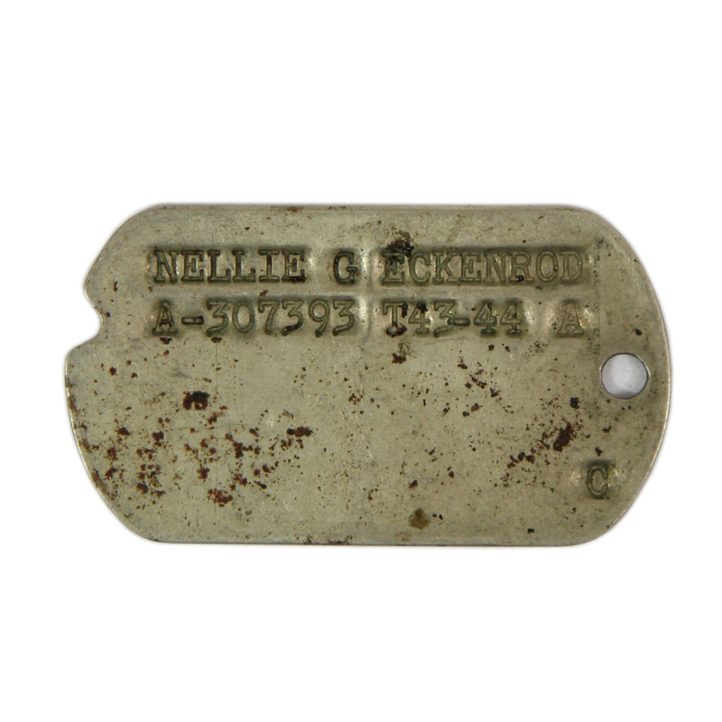 Plaque d'identité, Dog Tag, Pvt. Nellie Eckenrod, WAC