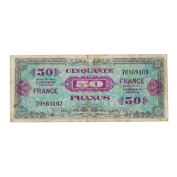 Banknote, Invasion Money, 50 Francs, 1944, 2nd Issue