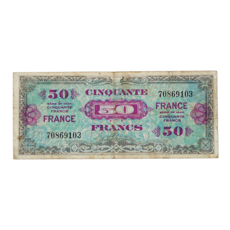 Banknote, Invasion Money, 50 Francs, 1944, 2nd Issue