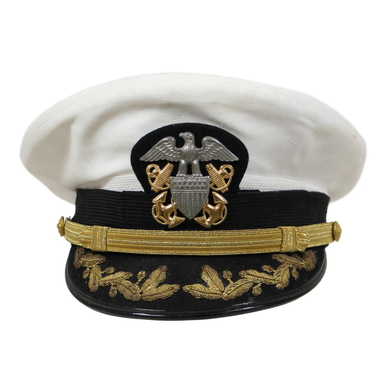 Casquette officier supérieur, US Navy, blanche, BANCROFT, taille 56
