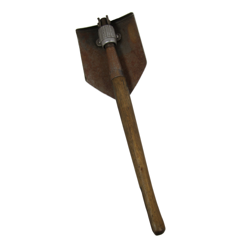 Shovel, Folding, M-1943, WOOD 1944, with 1st Type Carrier, OD 7, SHAPIRO BROS. CO. 1943
