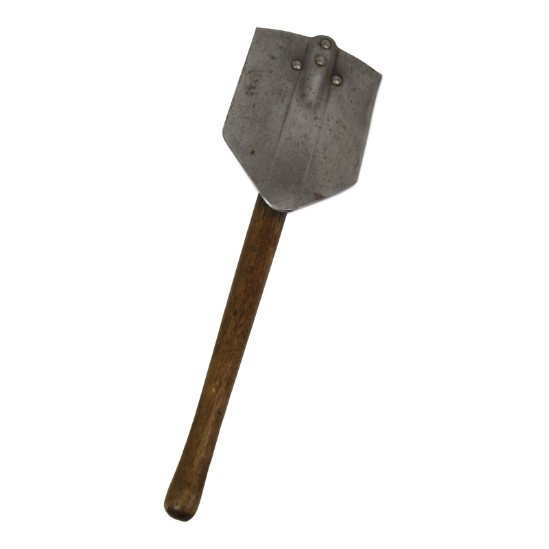 Shovel, Folding, M-1943, WOOD 1944, with 1st Type Carrier, OD 7, SHAPIRO BROS. CO. 1943