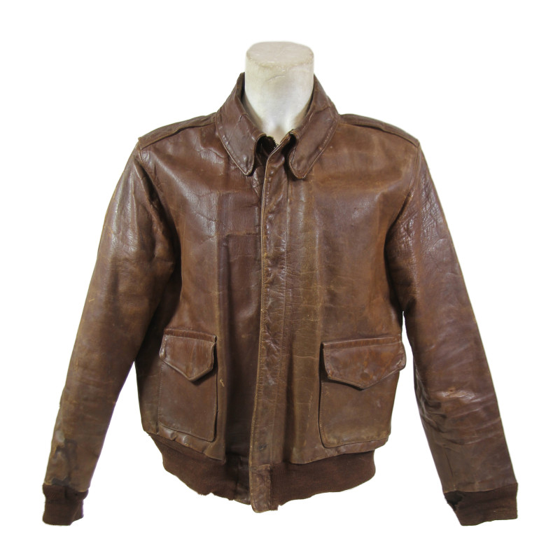 Blouson de vol, Type A-2, T/Sgt. Stanley Sadloski, mitrailleur, B-24, 9th BS, 7th BG, 10th Air Force, USAAF, CBI, blessé