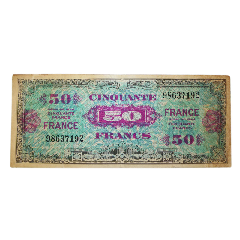 Billet d'invasion, 50 francs, 1944, 2e émission