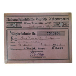 Card, Membership, NSDAP, 1940