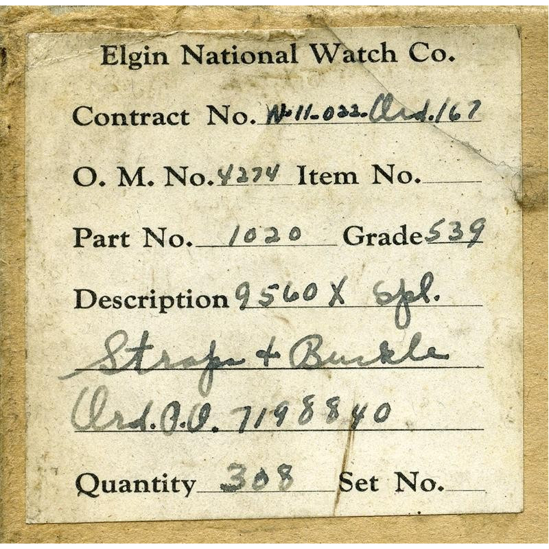 Band, Watch, Wrist, US Army, ELGIN, 1942