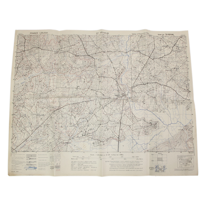 Map, Allied, SAINT-SAUVEUR-LE-VICOMTE, Normandy, 1943