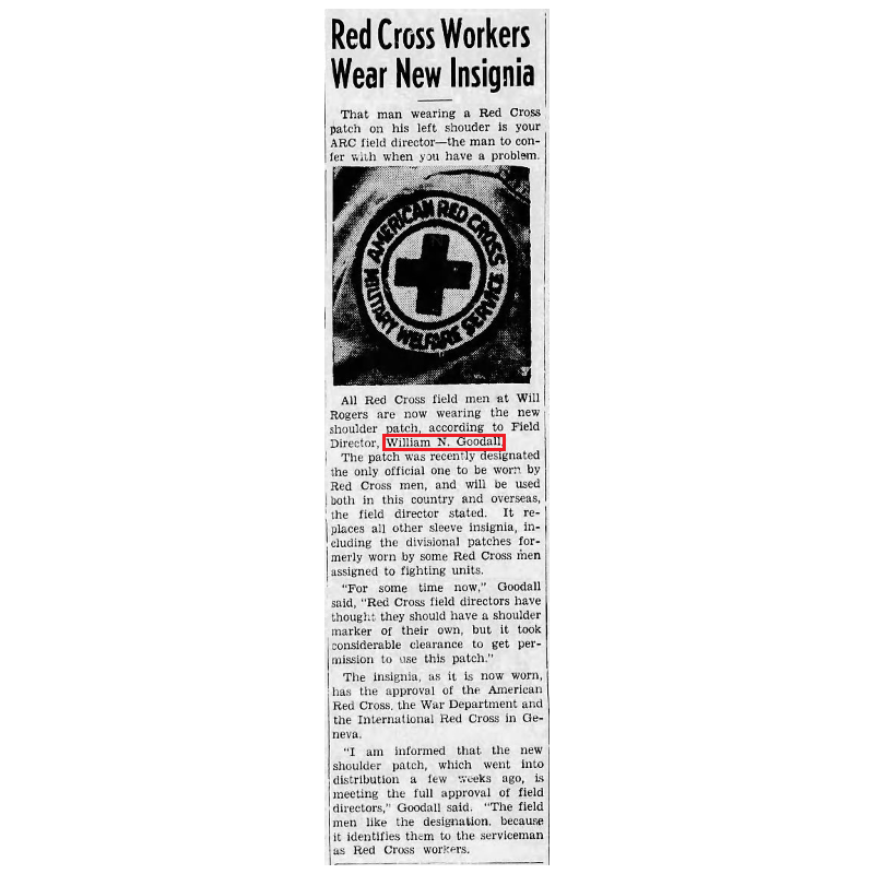 Musette M-1936, OD 7, HEPBURN MFG. CO., INC. 1944, Field Director William Goodall, American Red Cross
