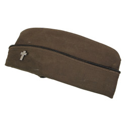 Cap, Garrison, Officer's, Wool Elastique, Dark OD, Chaplain, Size 7 ⅛