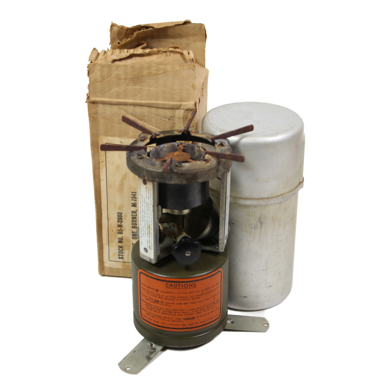 Stove, Cooking, M-1941, AMERICAN 1944, with Container, C.M. MFG. CO. 1944, in Carton