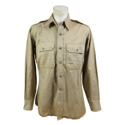 Chemise en coton beige (chino), officier, 15 ½ x 34