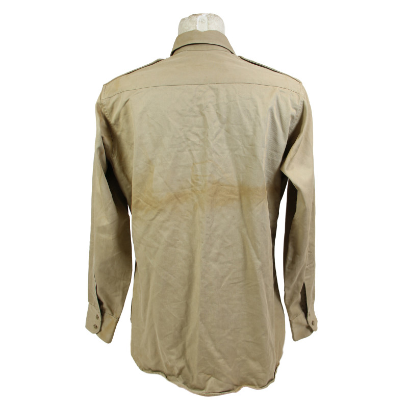 Chemise en coton beige (chino), officier, 15 ½ x 34