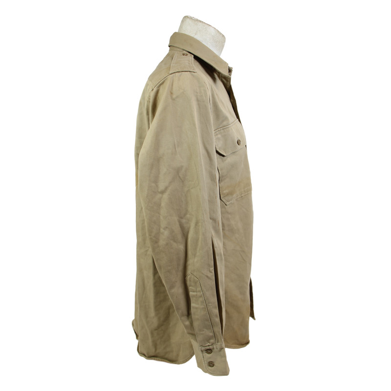 Chemise en coton beige (chino), officier, 15 ½ x 34