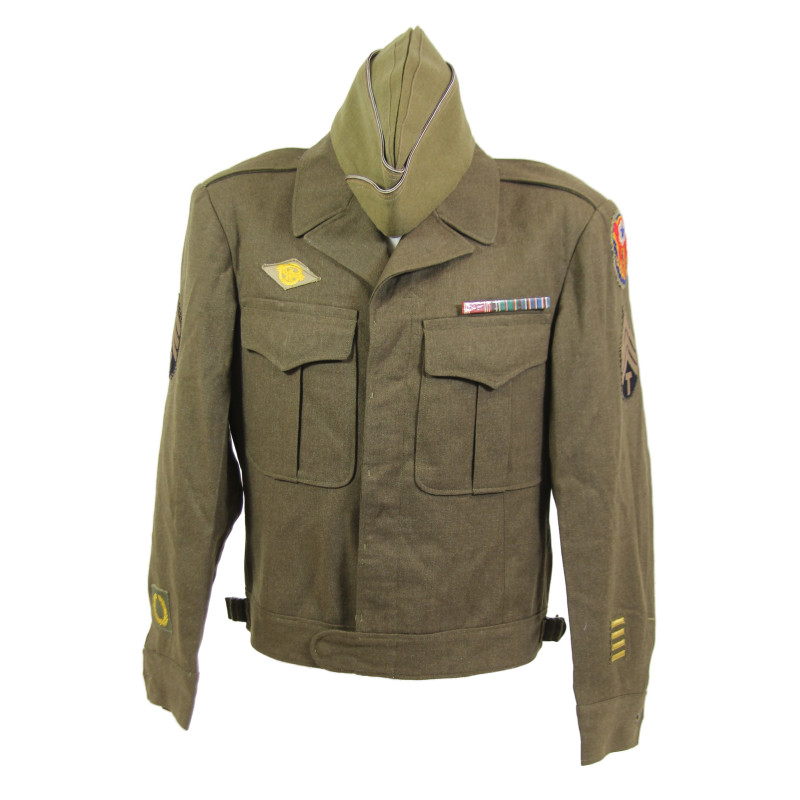 Blouson Ike & calot, T/4 Peter Gerken, Jr., Medic, 298th General Hospital, ETO