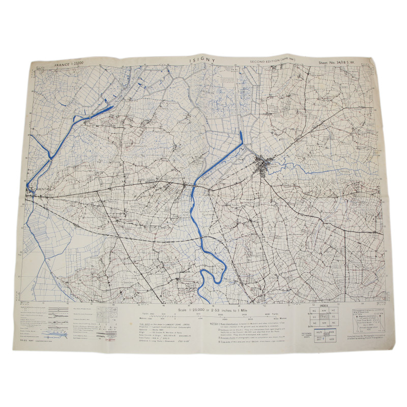 Carte alliée, CARENTAN-ISIGNY, Normandie, 1944, 29e ID/101e AB