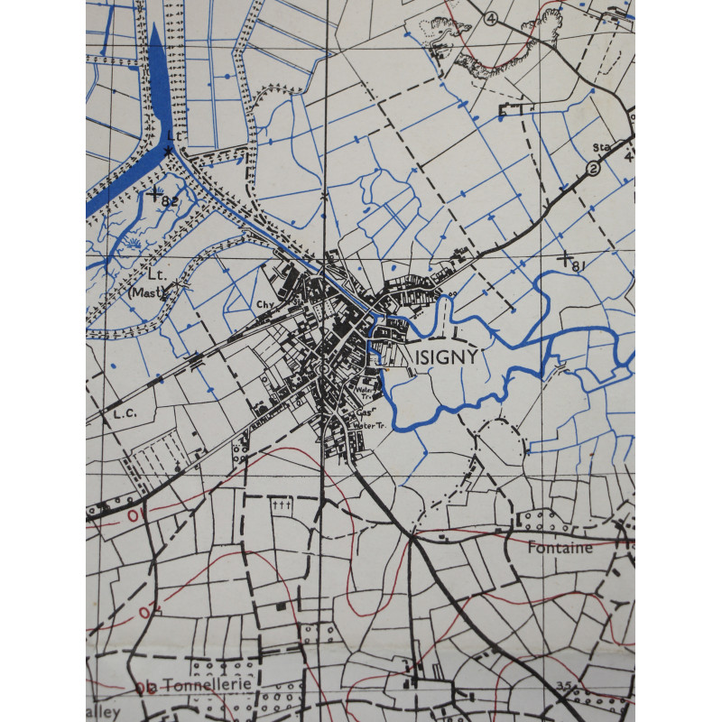 Map, Allied, CARENTAN-ISIGNY, Normandy, 1944 / 29e ID/101e AB