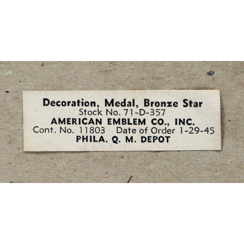 Médaille, Bronze Star, dans sa boîte, 1945, état neuf