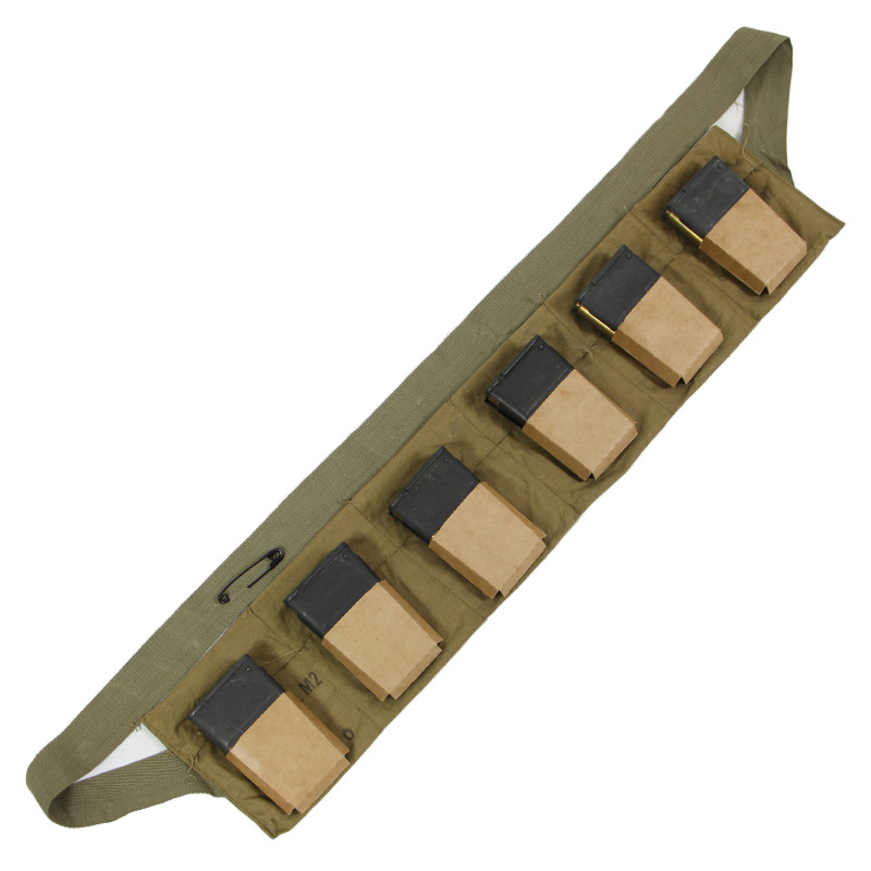 Bandoleer en toile, M1 Garand, 2e type, avec clips dans étuis en carton