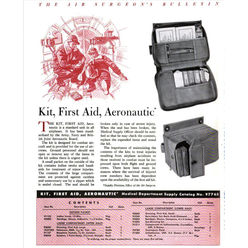 Kit, First-Aid, Aeronautic, 1er type, Item No. 97765, USAAF