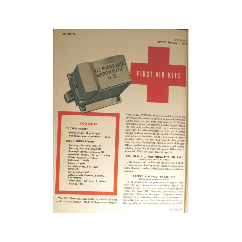 Kit, First-Aid, Aeronautic, 1er type, Item No. 97765, USAAF