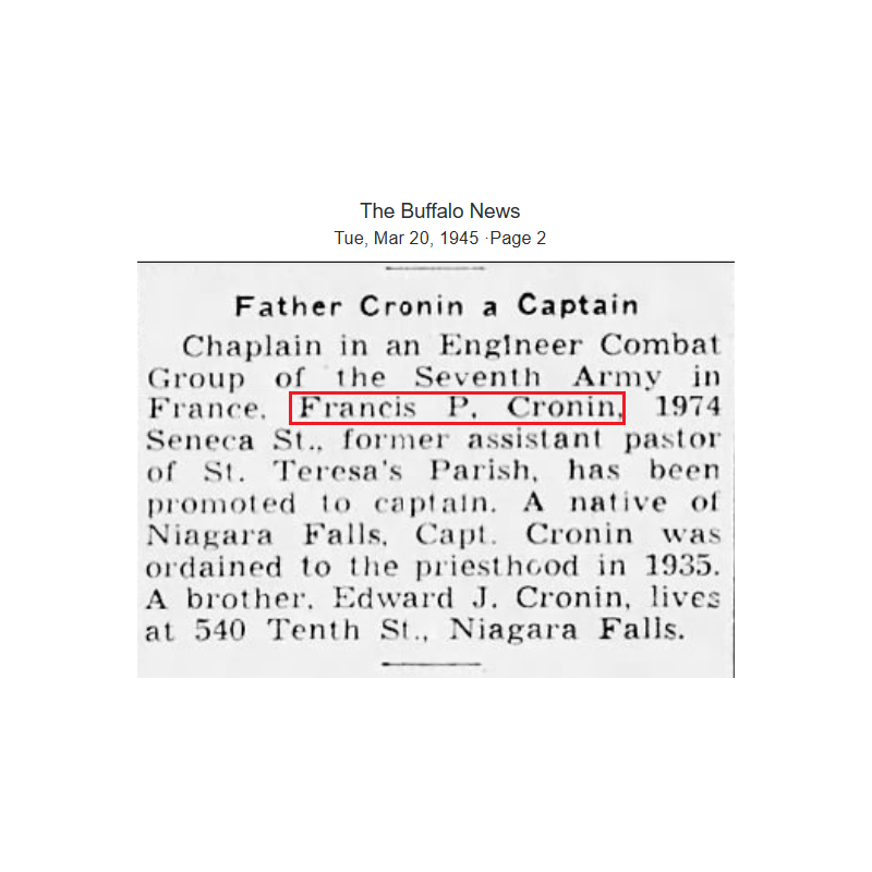 Grouping, Cpt. Francis Cronin, Catholic Chaplain, ETO